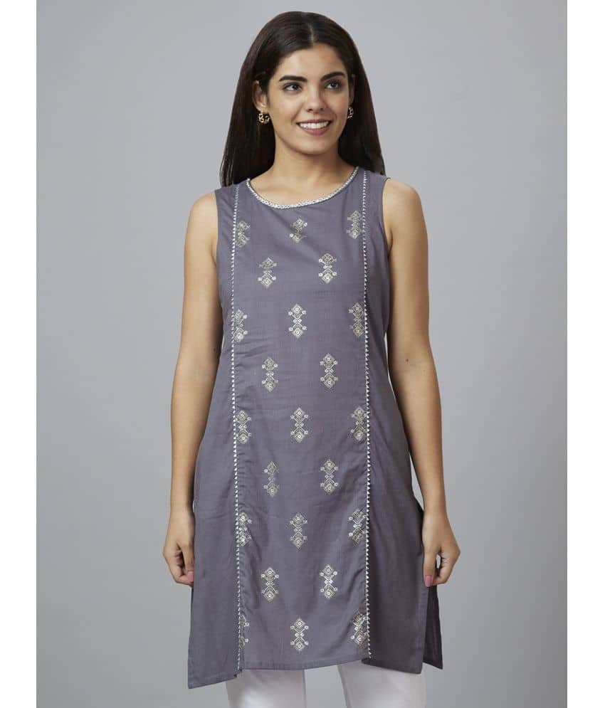 Globus - Grey Cotton Women's Tunic ( Pack of 1 )