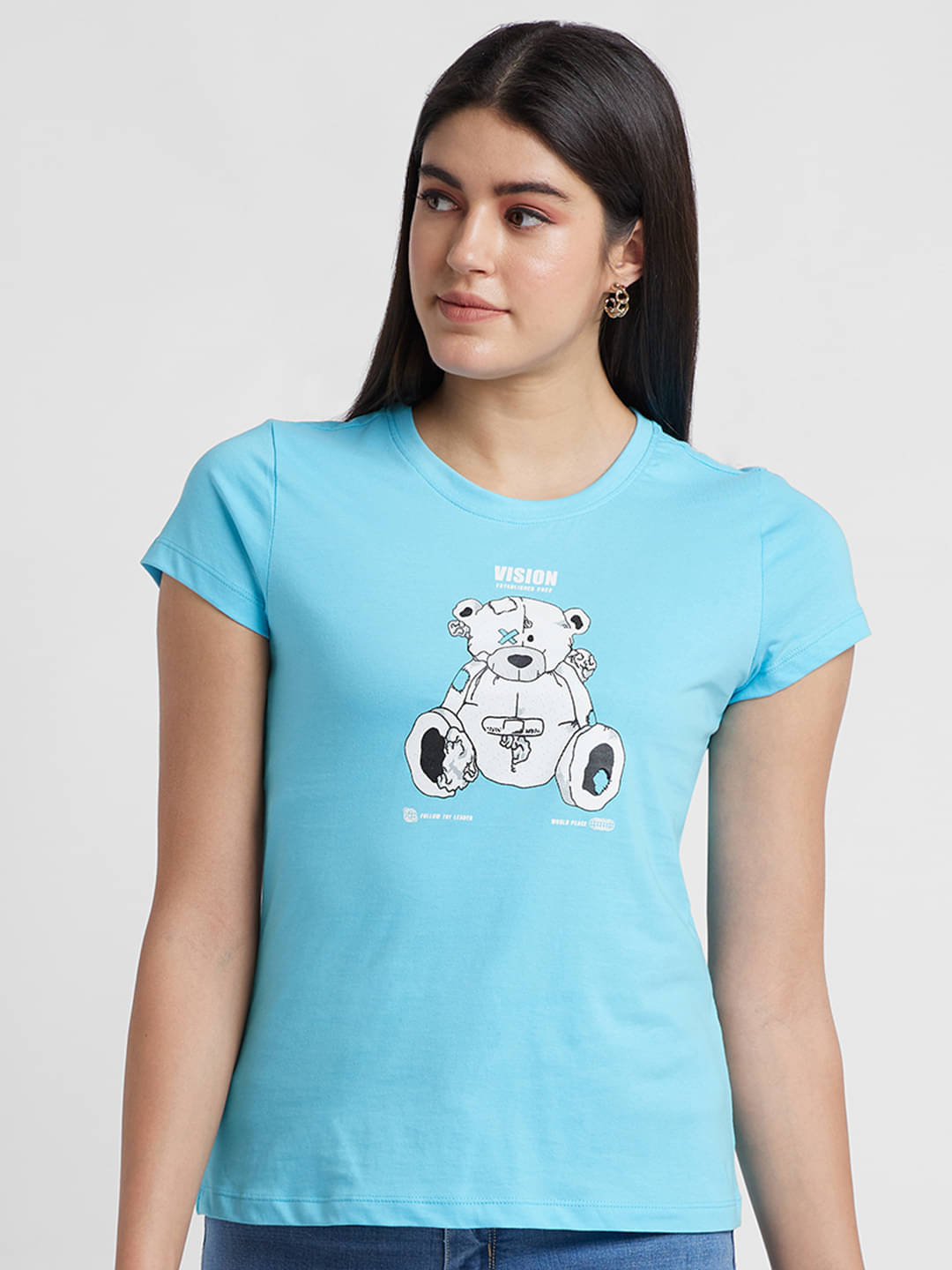     			Globus - Turquoise Cotton Regular Fit Women's T-Shirt ( Pack of 1 )