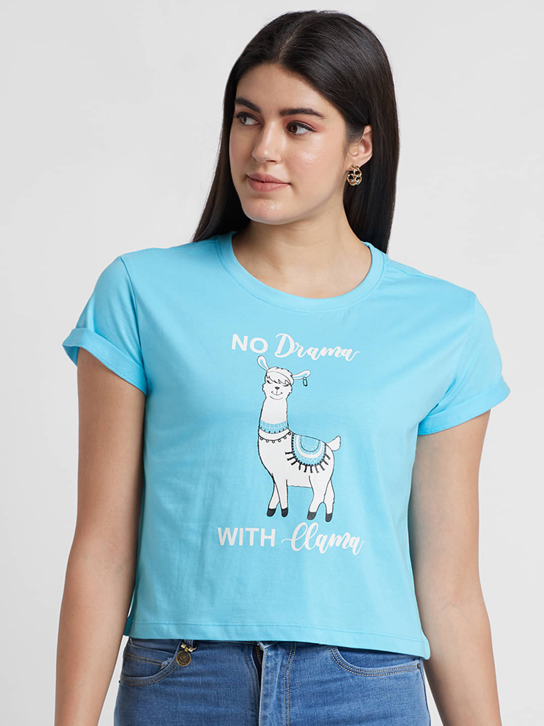 Globus - Turquoise Cotton Regular Fit Women's T-Shirt ( Pack of 1 )     			Globus - Turquoise Cotton Regular Fit Women's T-Shirt ( Pack of 1 )