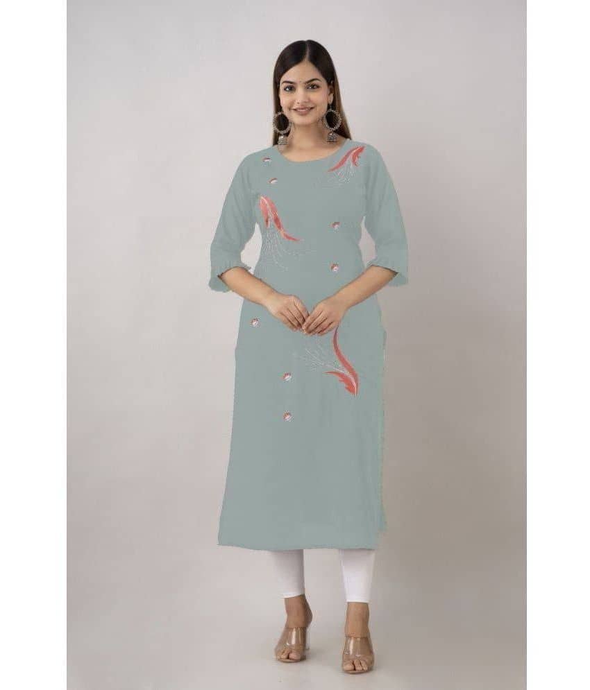 Kapadia - Grey Rayon Women's Straight Kurti ( Pack of 1 ) - Kurtis, Tunics | Buy online on ZillyBuy