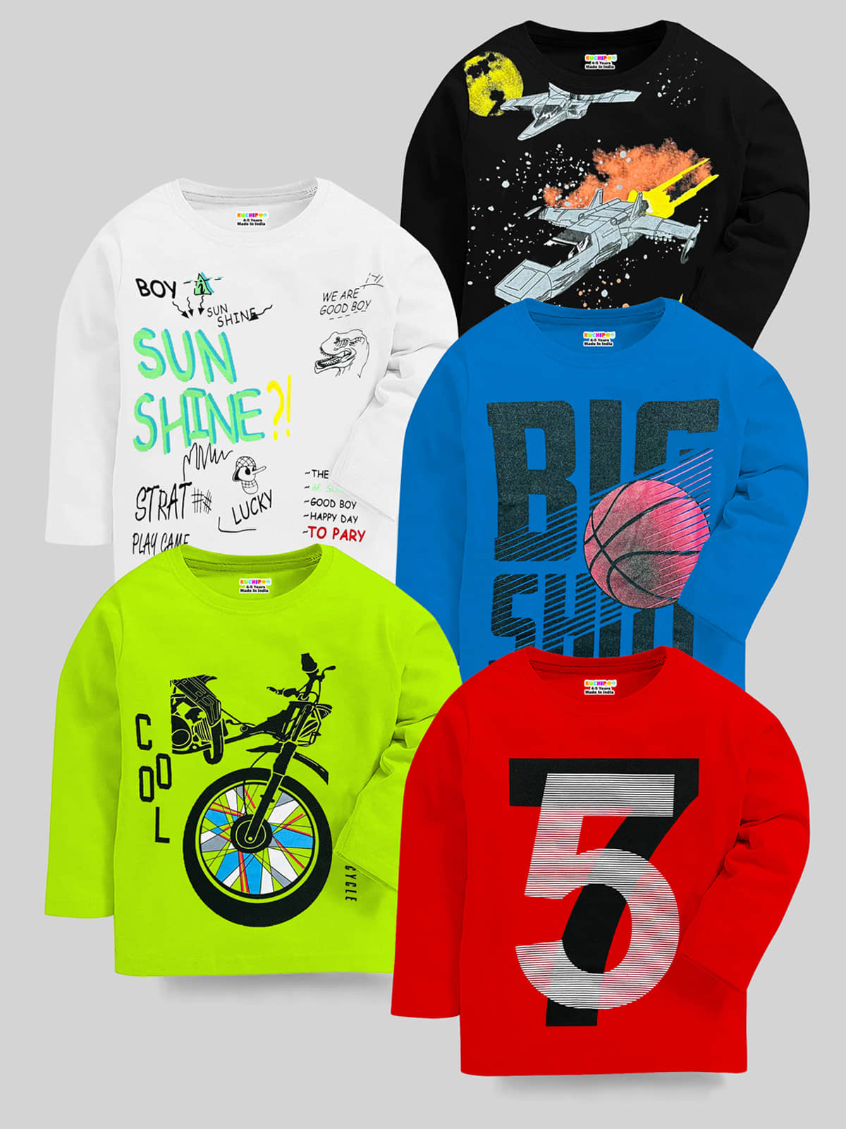 Kuchipoo Pack of 3 Boys Cotton Blend T-Shirt ( Multicolor )