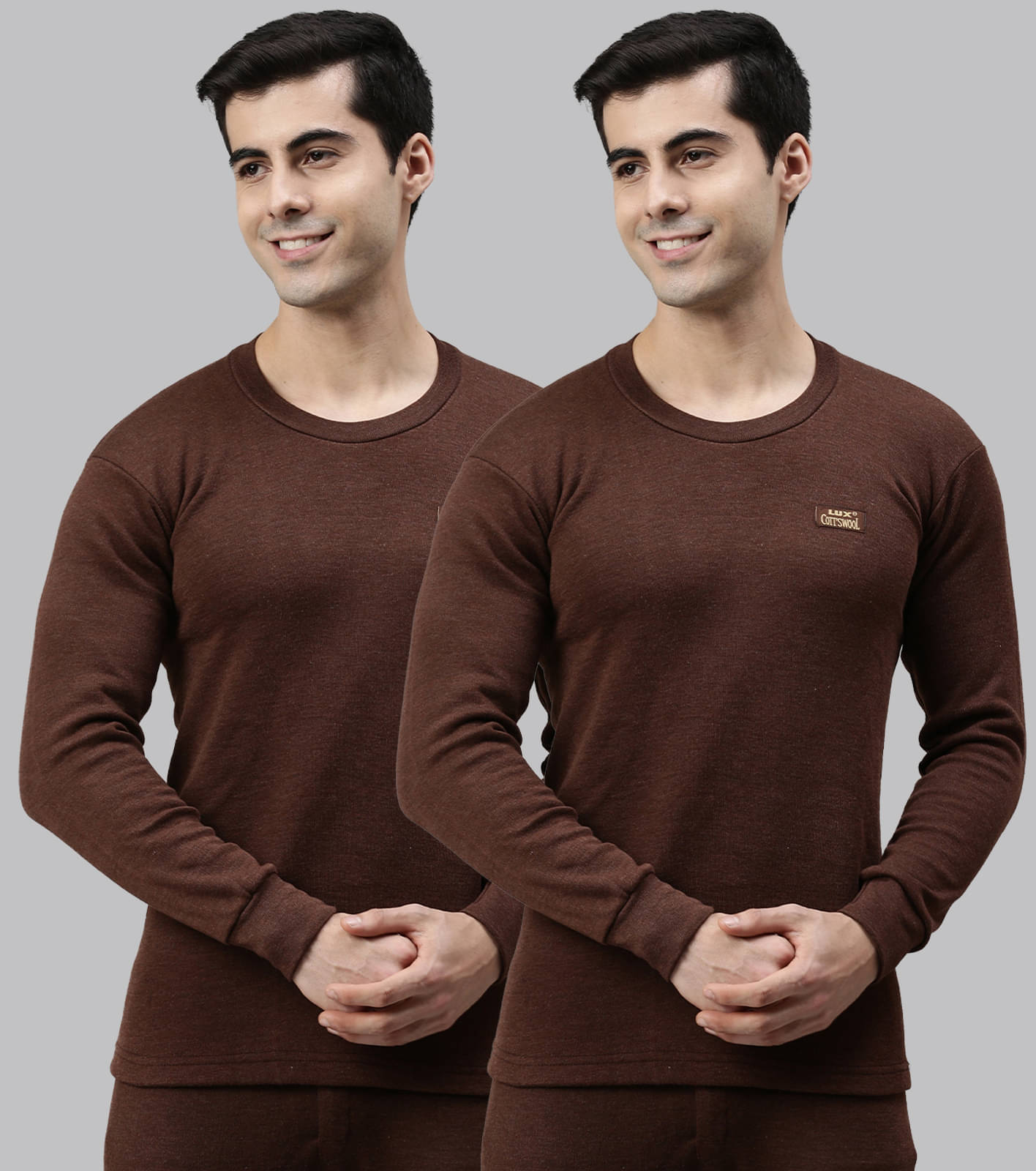 Lux Cottswool Pack of 2 Cotton Blend Thermal Tops For Men's ( Brown )     			Lux Cottswool Pack of 2 Cotton Blend Thermal Tops For Men's ( Brown )