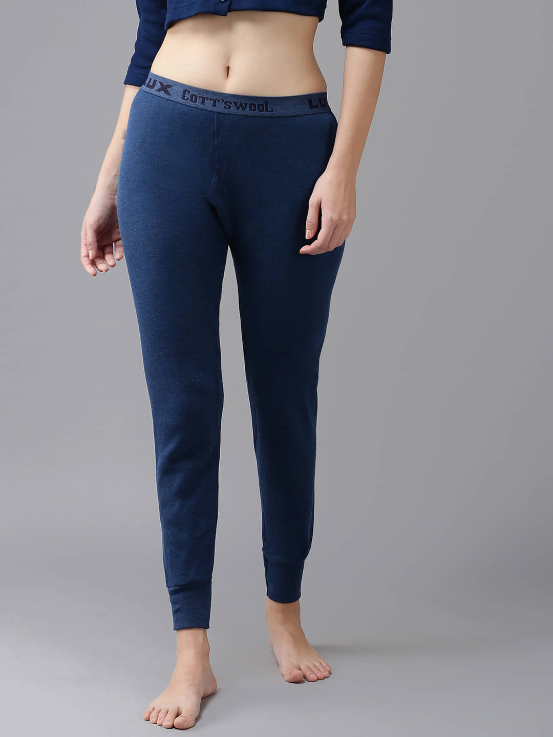 Lux Cottswool Cotton Blend Thermal Bottoms - Blue Pack of 1