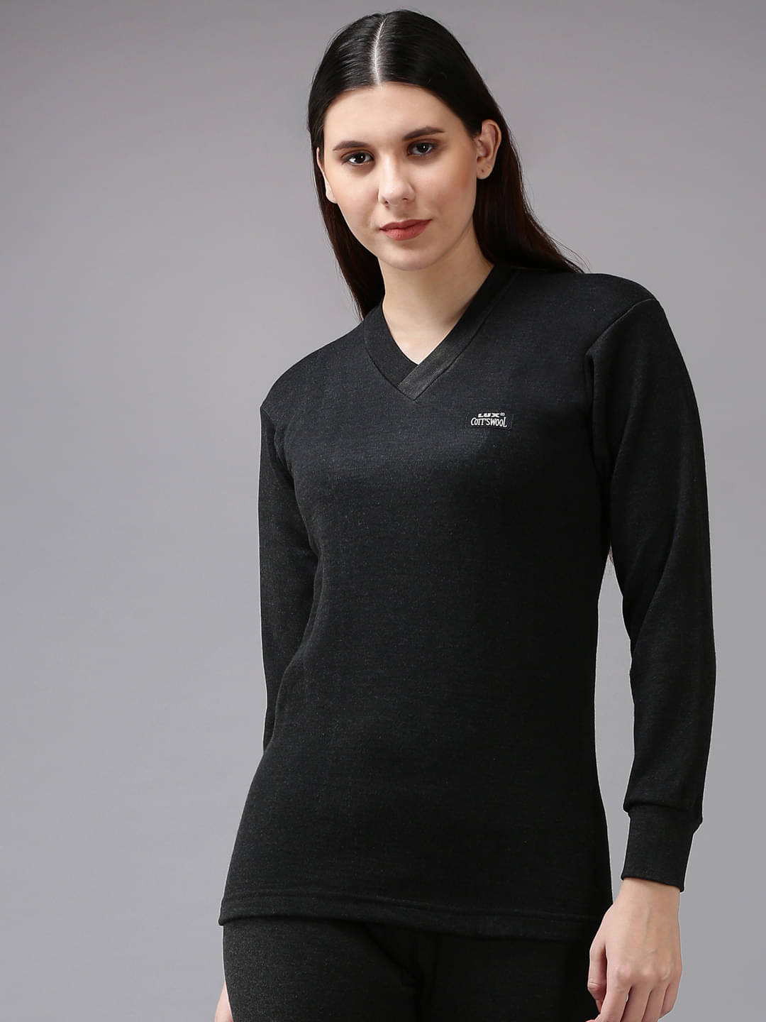 Lux Cottswool Cotton Blend Thermal Tops - Black Pack of 1 Lux Cottswool Cotton Blend Thermal Tops - Black Pack of 1