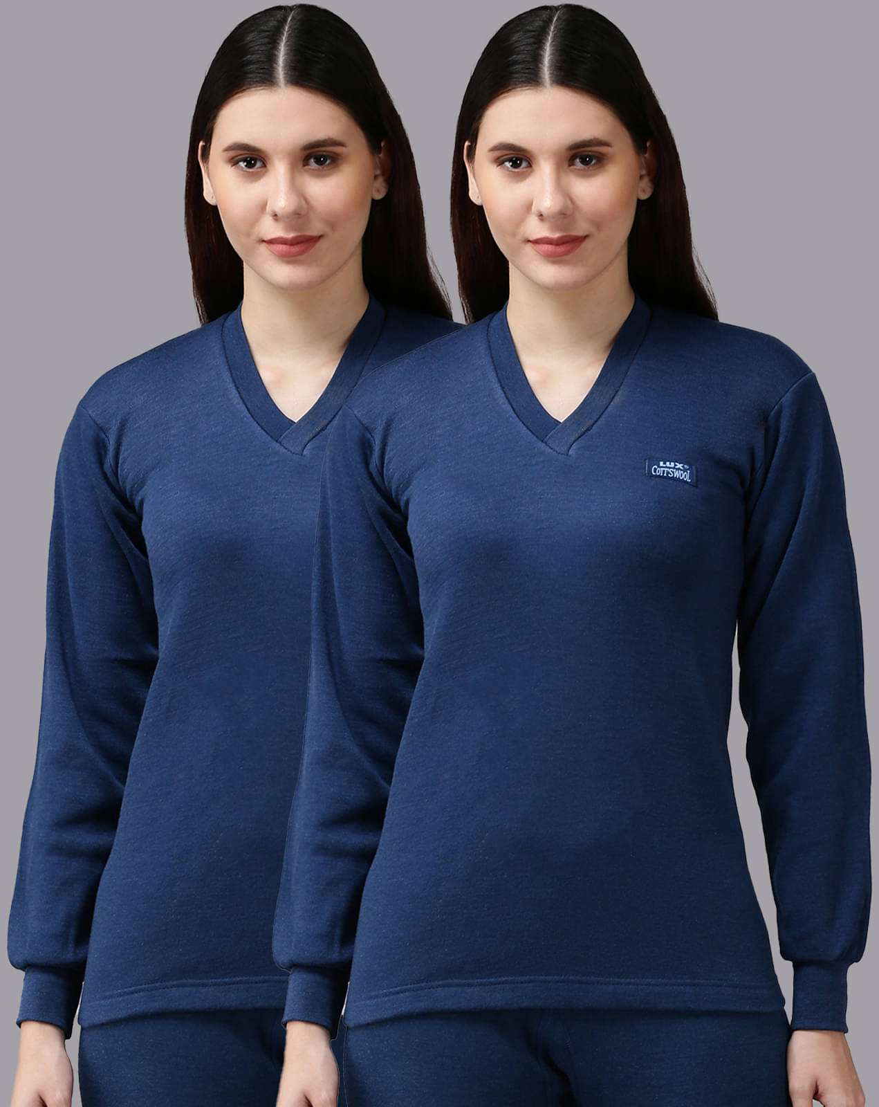     			Lux Cottswool Cotton Blend Thermal Tops - Blue Pack of 1