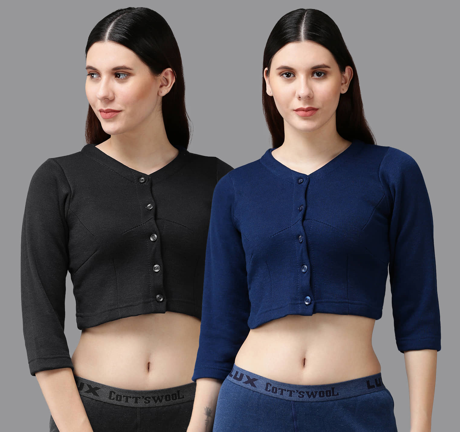 Lux Cottswool Cotton Blend Thermal Tops - Blue Pack of 1