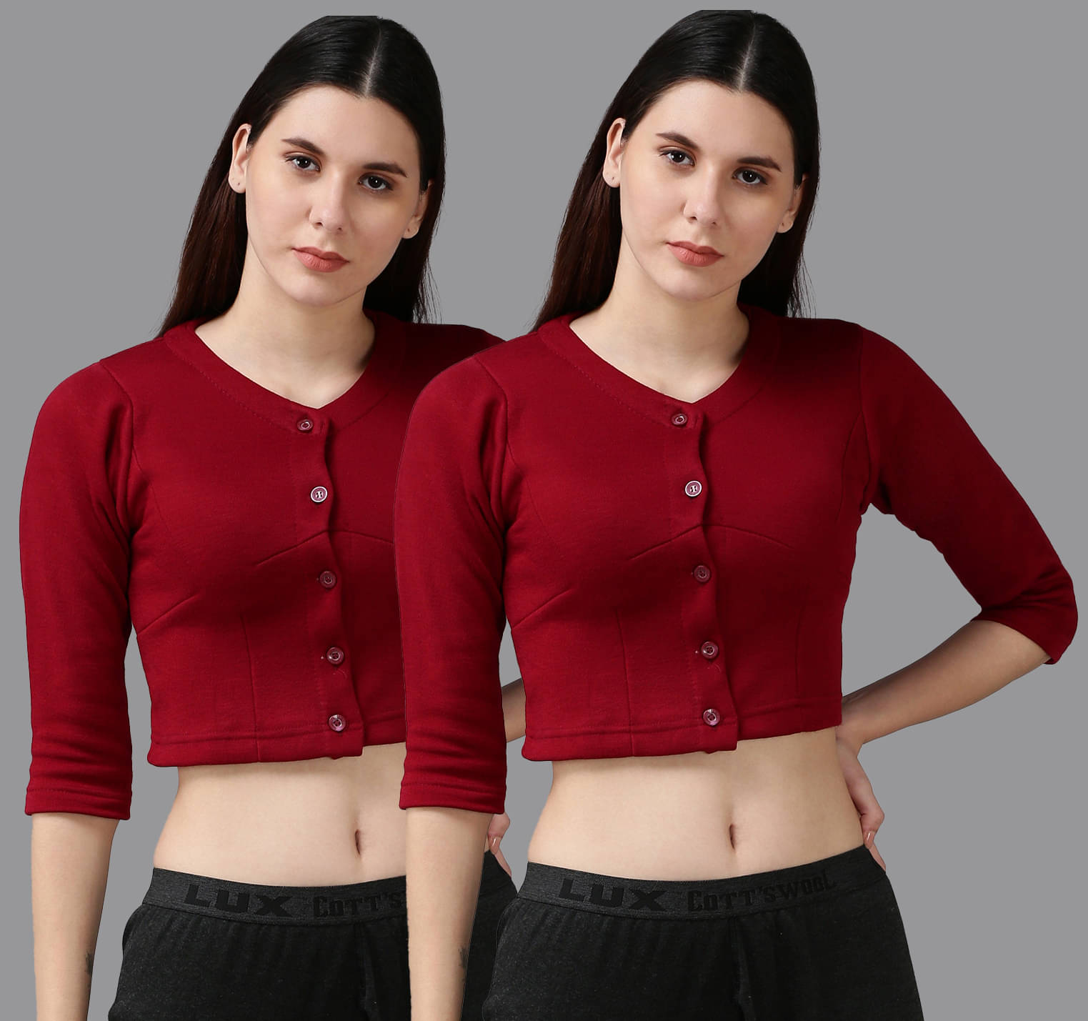     			Lux Cottswool Cotton Blend Thermal Tops - Maroon Pack of 1
