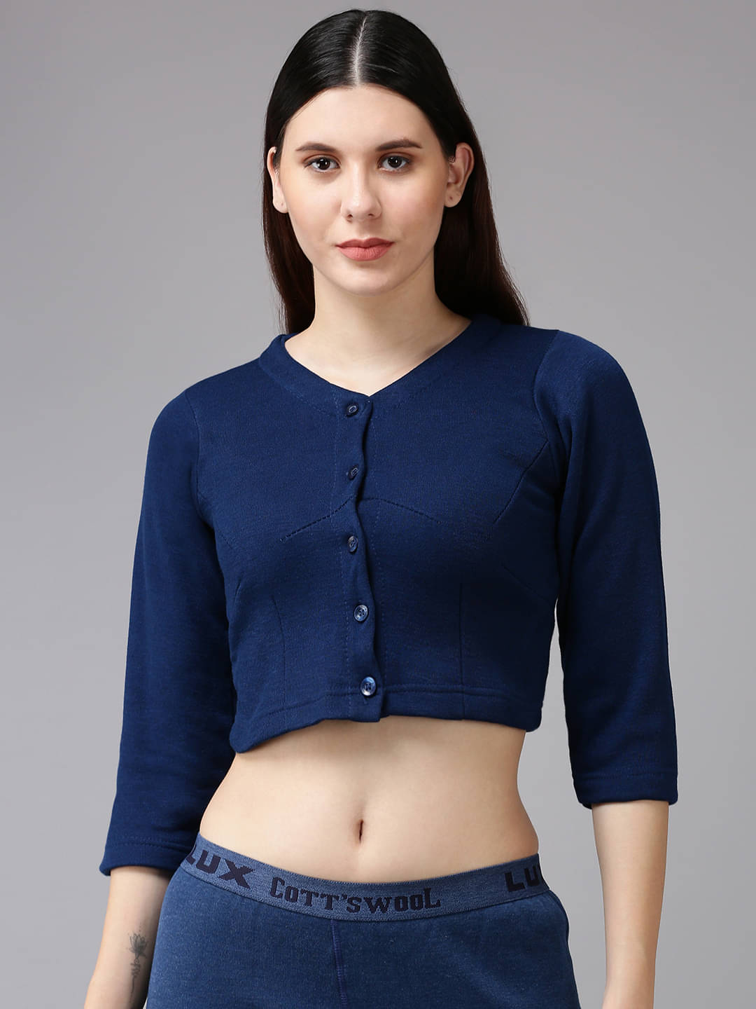 Lux Cottswool Cotton Thermal Tops - Blue Pack of 1 Lux Cottswool Cotton Thermal Tops - Blue Pack of 1