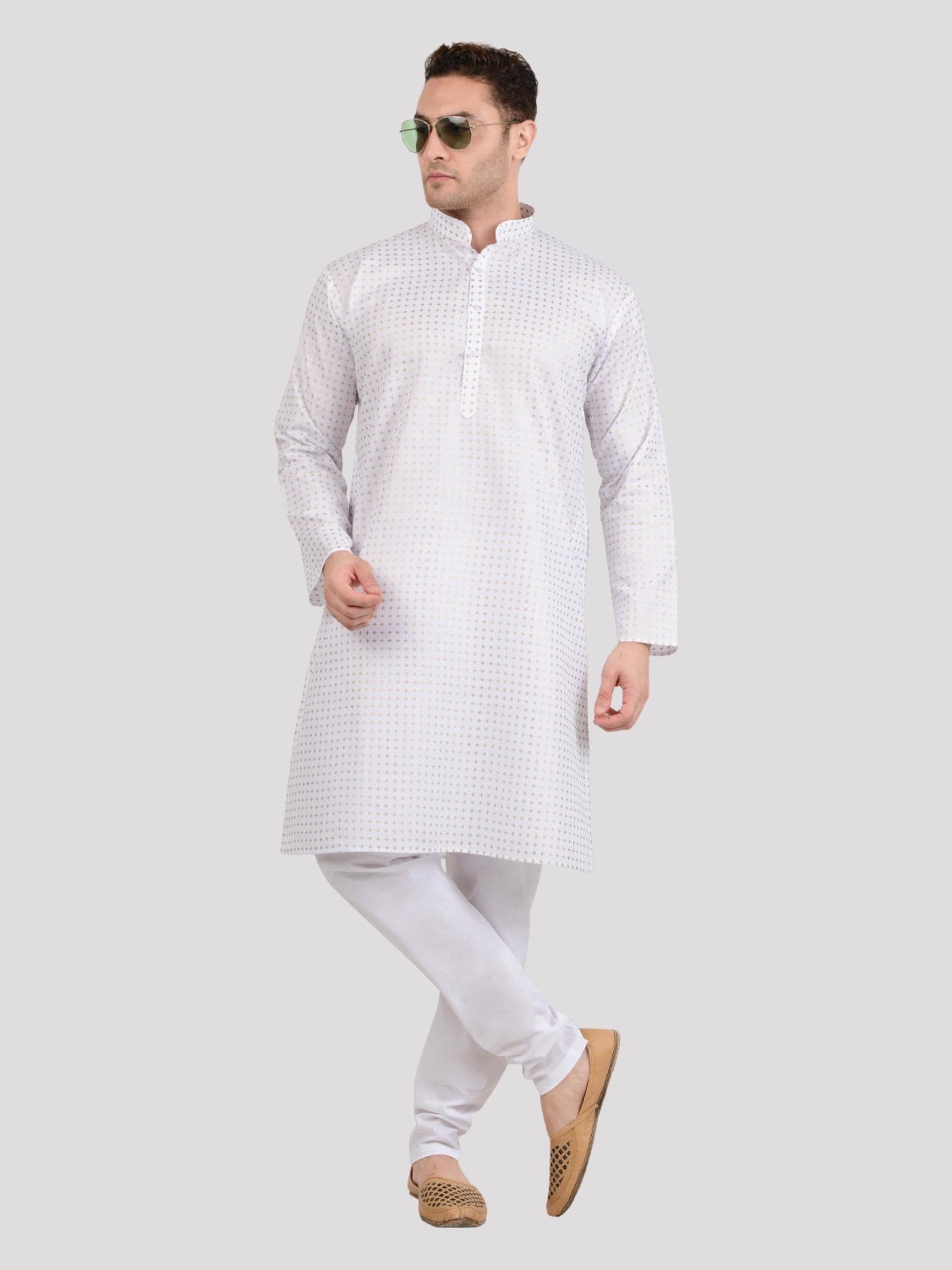Maharaja - White Viscose Regular Fit Men's Kurta Pyjama Set ( Pack of 1 ) - Kurtas & Kurta Sets | Buy online on ZillyBuy