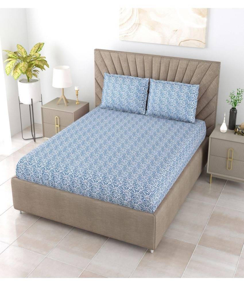     			Mista Decor Cotton King Bedsheet ( Blue )