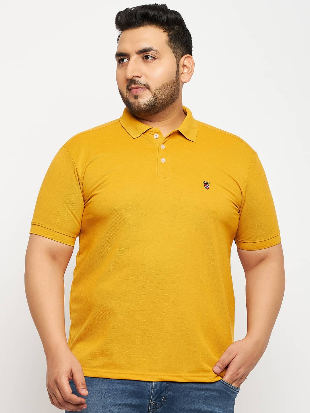 RELANE Pack of 1 Cotton Blend Regular Fit Solid Half Sleeves Men's Polo T Shirt ( Mustard )