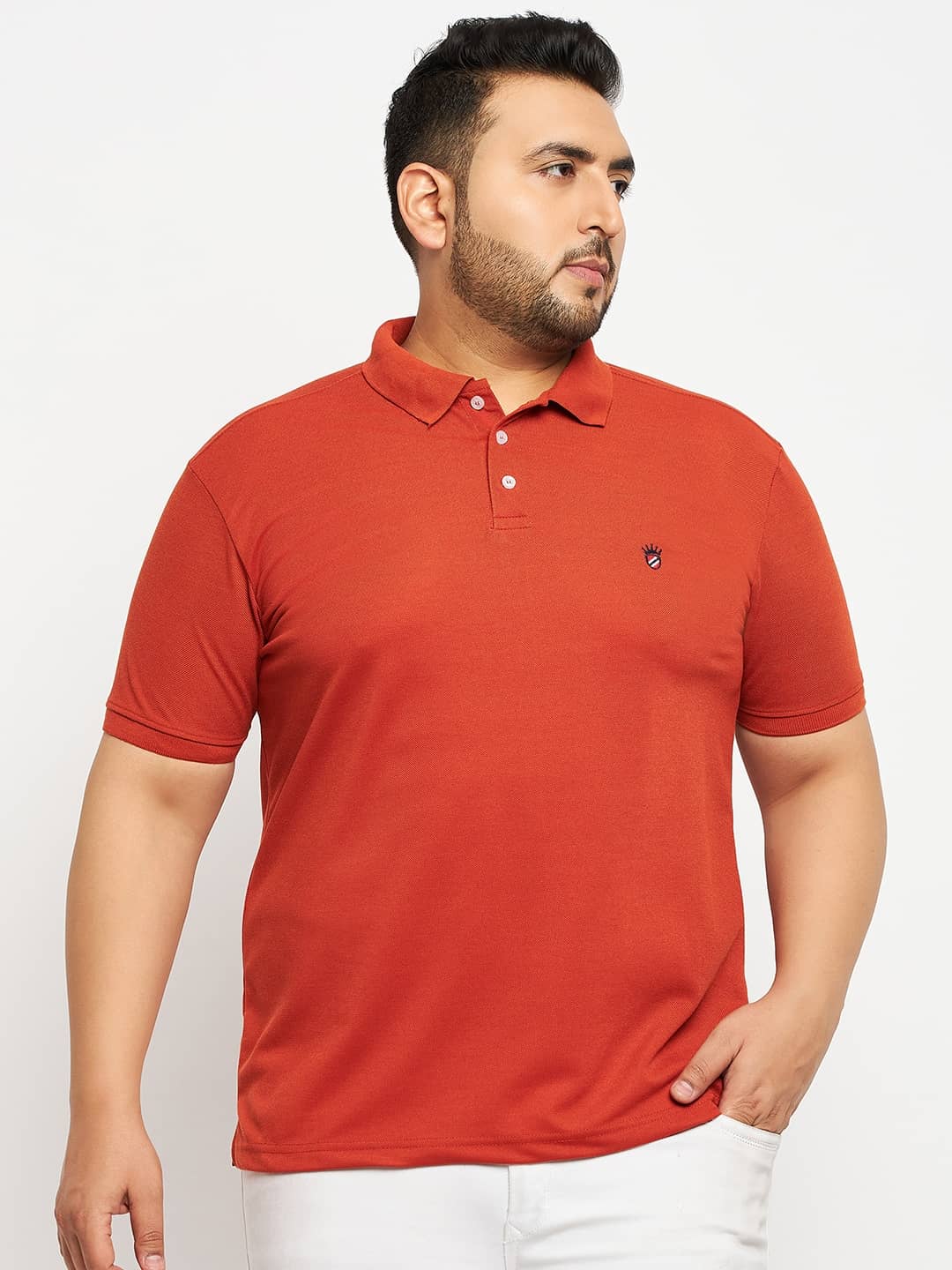 RELANE Pack of 1 Cotton Blend Regular Fit Solid Half Sleeves Men's Polo T Shirt ( Rust )