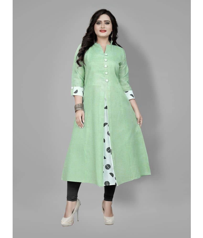 RIAANA - Green Cotton Women's Front Slit Kurti ( Pack of 1 ) - Kurtis, Tunics | Buy online on ZillyBuy
