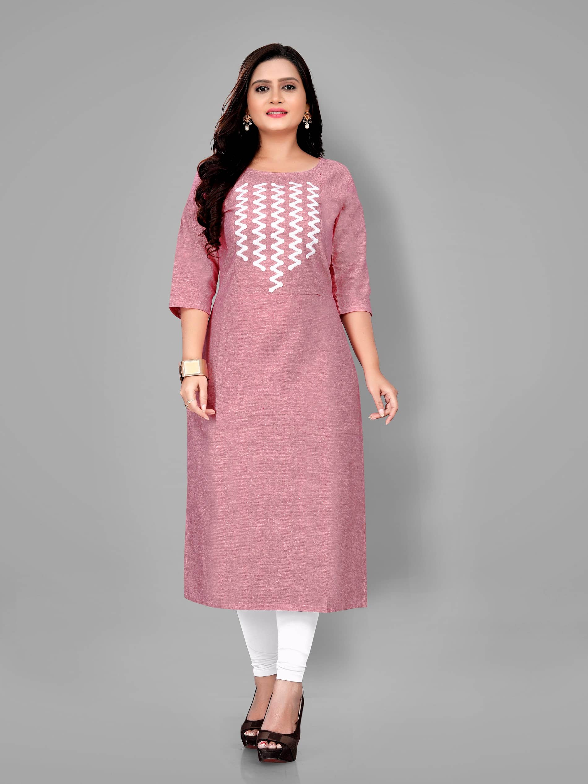 RIAANA - Pink Cotton Women's Straight Kurti ( Pack of 1 ) - Kurtis, Tunics | Buy online on ZillyBuy