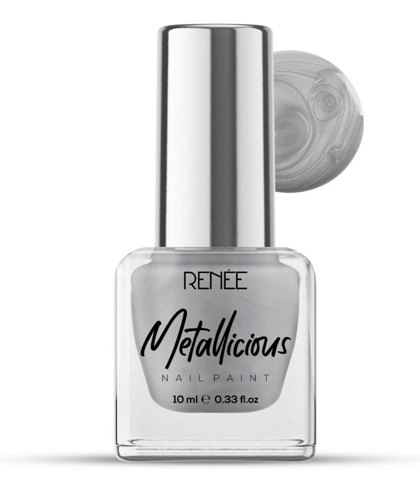     			RENEE Metallicious Nail Paint- Pebble Grey, Quick Drying, Metallic Finish, Long Lasting, 10ml