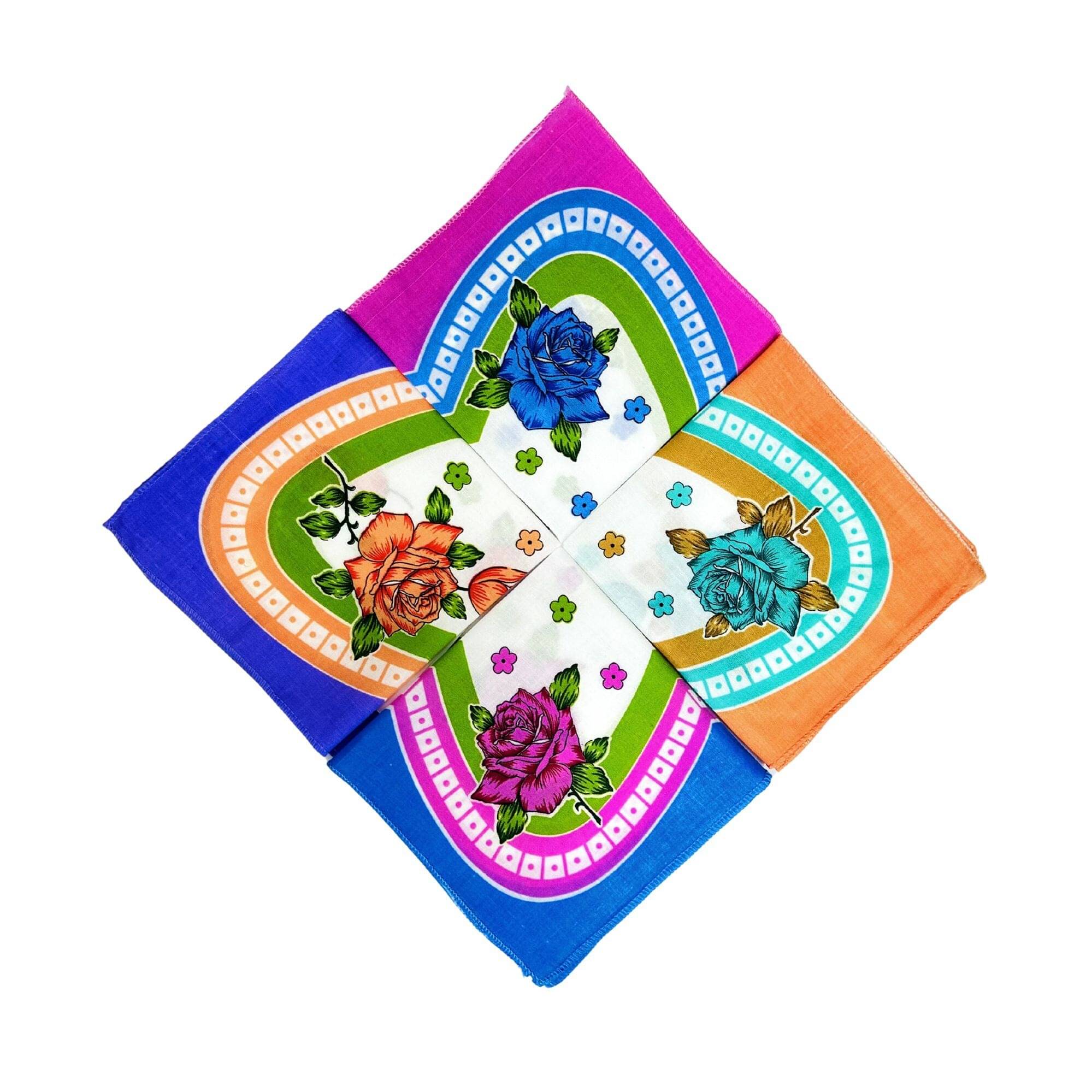     			Royal Mart Premium Cotton Handkerchiefs - 11*11 Colorful Prints for Women/Girls (Pack of 04, Multicolor. Designs Will Vary as per Availability