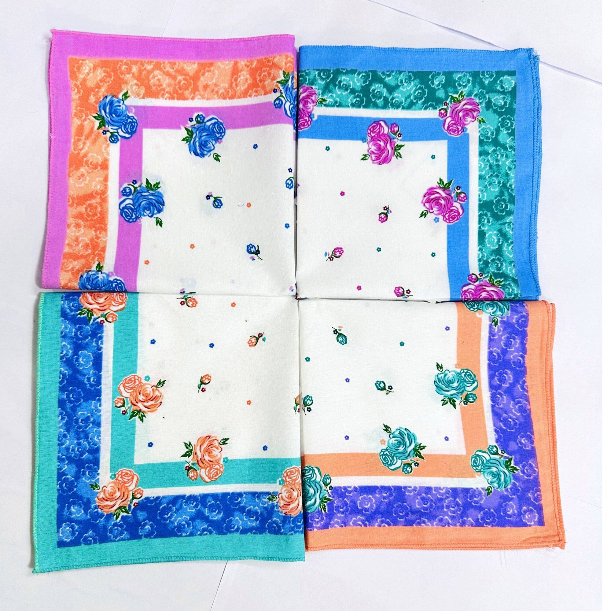 Royal Mart Premium Cotton Handkerchiefs – 13*13 Colorful Prints for Women/Girls (Pack of 04, Multicolor. Designs Will Vary as per Availability Royal Mart Premium Cotton Handkerchiefs – 13*13 Colorful Prints for Women/Girls (Pack of 04, Multicolor. Designs Will Vary as per Availability