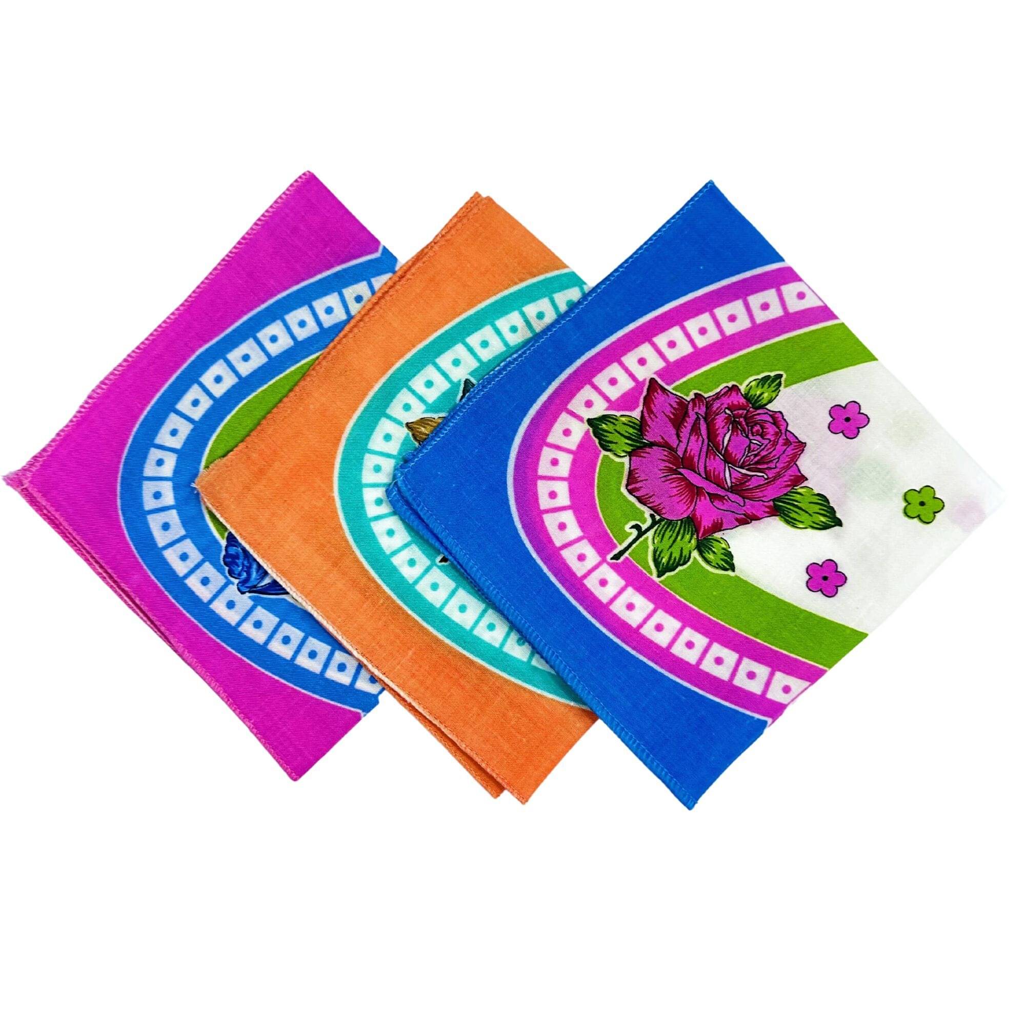     			Royal Mart Premium Cotton Handkerchiefs - 11*11 Colorful Prints for Women/Girls (Pack of 03, Multicolor. Designs Will Vary as per Availability