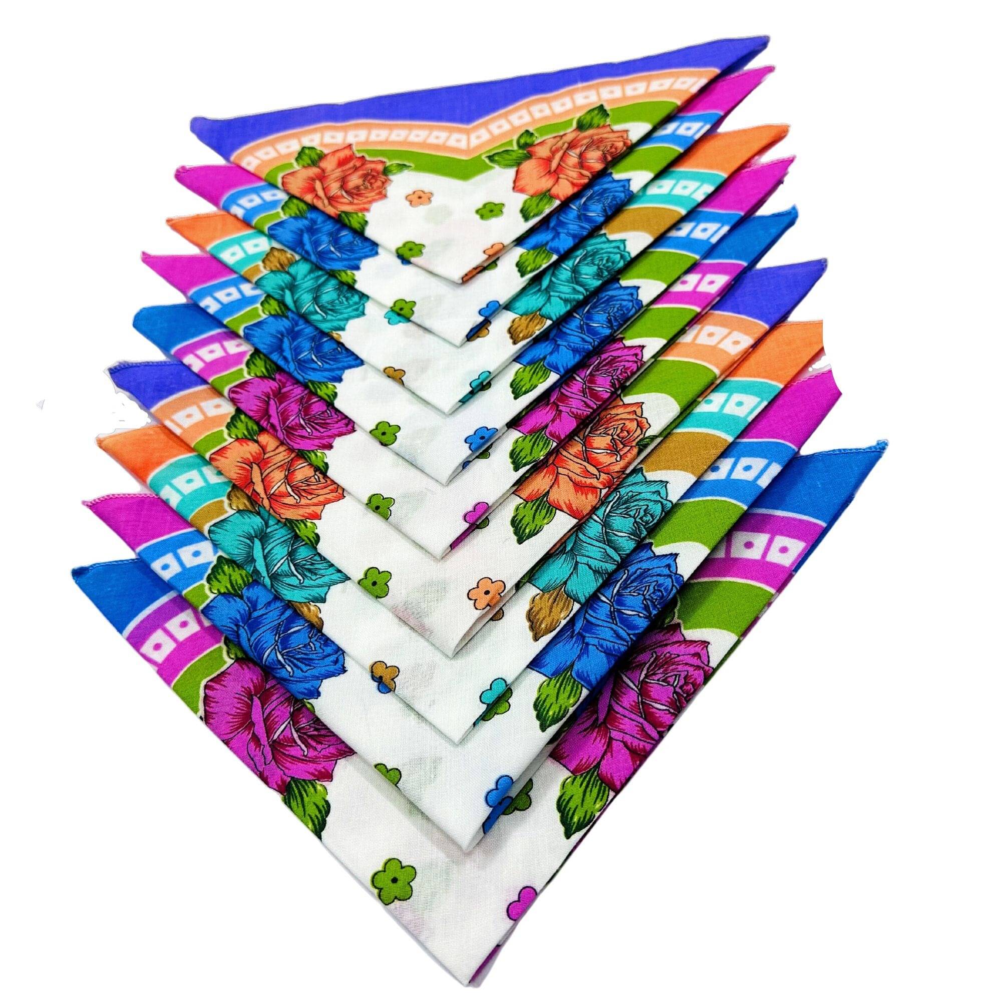 Royal Mart Premium Cotton Handkerchiefs - Colorful Prints for Women/Girls (Pack of 09, Multicolor. Designs Will Vary as per Availability Royal Mart Premium Cotton Handkerchiefs - Colorful Prints for Women/Girls (Pack of 09, Multicolor. Designs Will Vary as per Availability