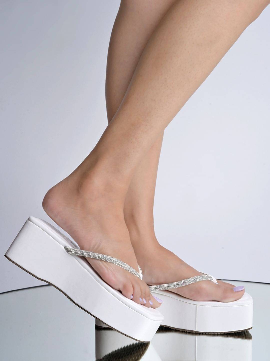     			Shoetopia - White Women's Slip On Heels