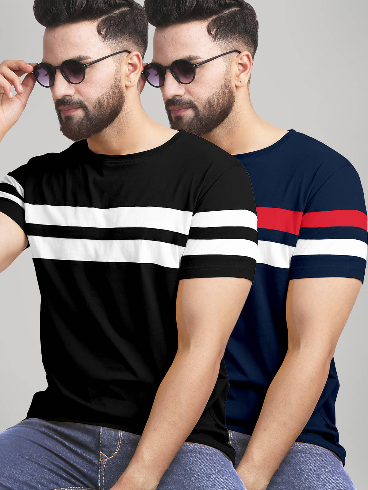 AUSK Pack of 2 Cotton Blend Regular Fit Men's T-Shirt ( Black ) AUSK Pack of 2 Cotton Blend Regular Fit Men's T-Shirt ( Black )