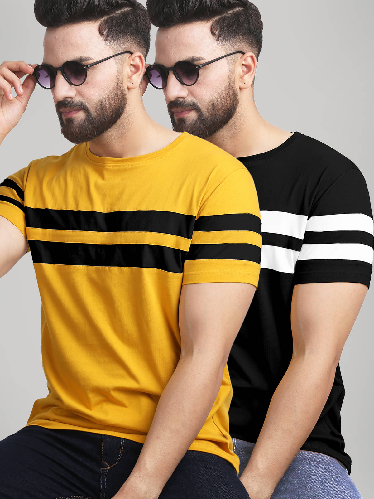     			AUSK Pack of 2 Cotton Blend Regular Fit Men's T-Shirt ( Black )