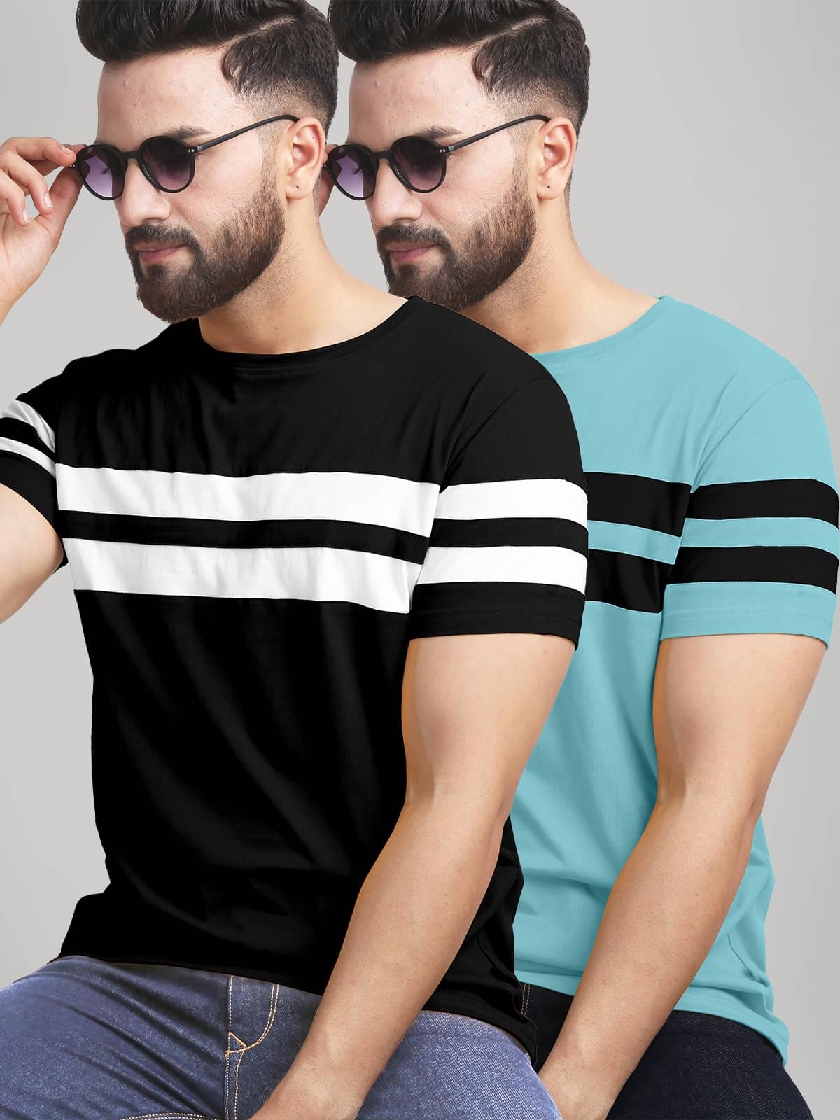 AUSK Pack of 2 Cotton Blend Regular Fit Men's T-Shirt ( Black ) AUSK Pack of 2 Cotton Blend Regular Fit Men's T-Shirt ( Black )