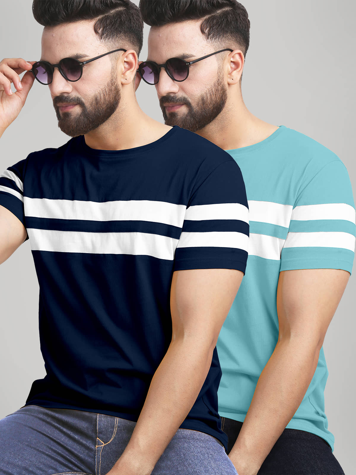 AUSK Pack of 2 Cotton Blend Regular Fit Men's T-Shirt ( Mustard )