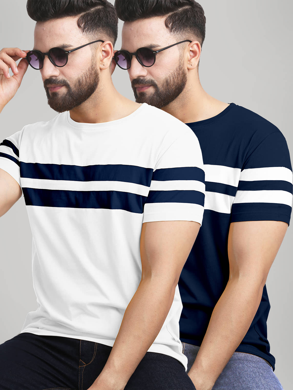 AUSK Pack of 2 Cotton Blend Regular Fit Men's T-Shirt ( Mustard )