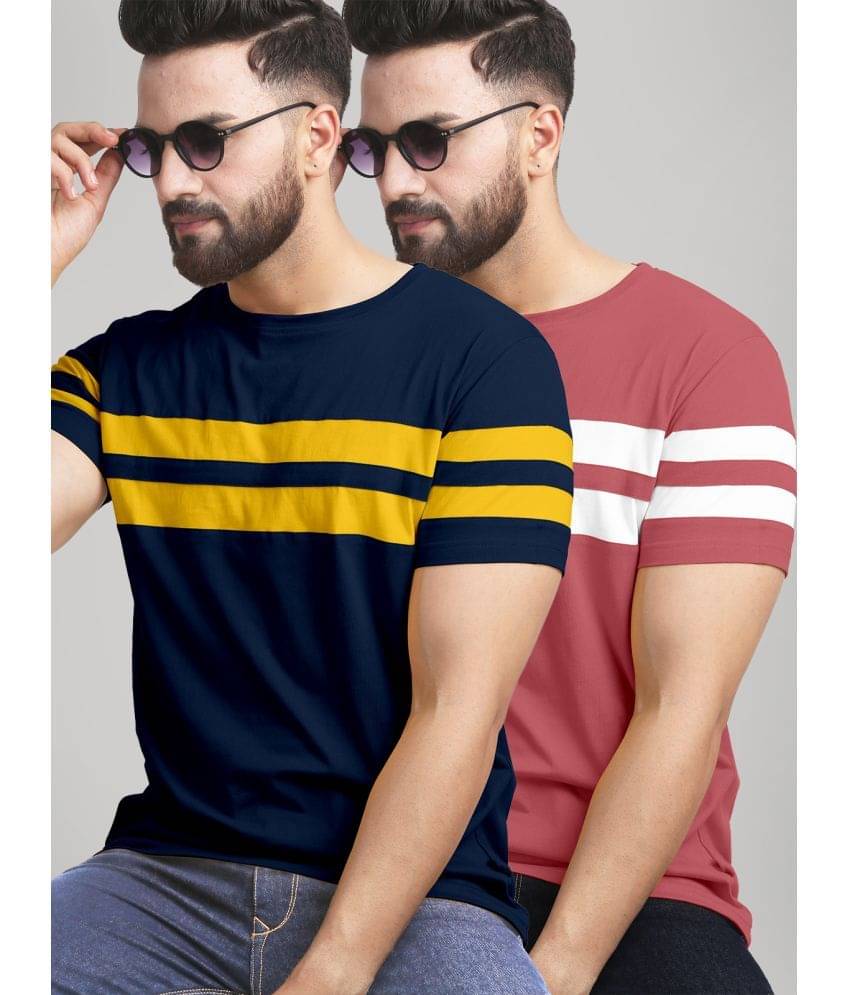 AUSK Pack of 2 Cotton Blend Regular Fit Men's T-Shirt ( Blue ) AUSK Pack of 2 Cotton Blend Regular Fit Men's T-Shirt ( Blue )