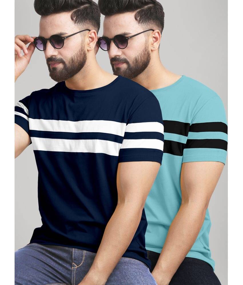 AUSK Pack of 2 Cotton Blend Regular Fit Men's T-Shirt ( Blue ) AUSK Pack of 2 Cotton Blend Regular Fit Men's T-Shirt ( Blue )