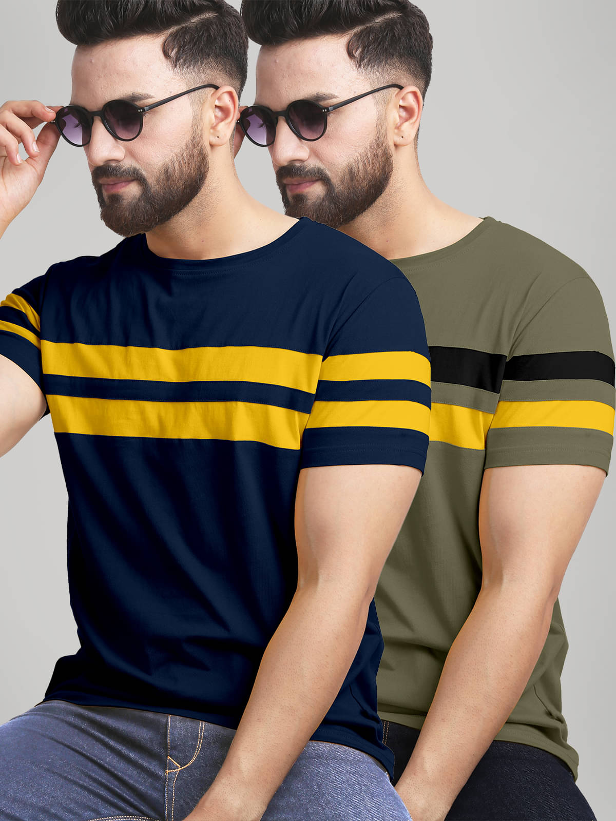     			AUSK Pack of 2 Cotton Blend Regular Fit Men's T-Shirt ( Green )
