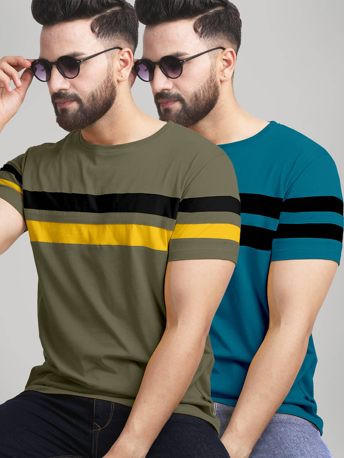     			AUSK Pack of 2 Cotton Blend Regular Fit Men's T-Shirt ( Green )