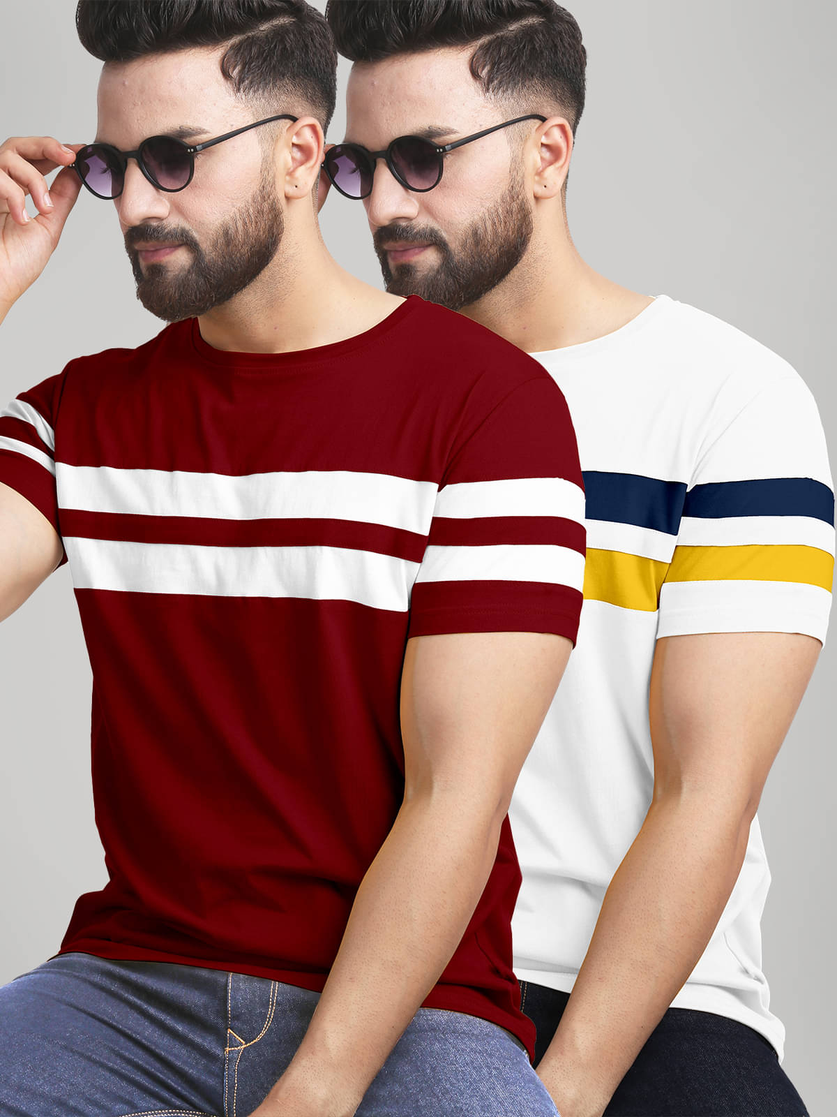 AUSK Pack of 2 Cotton Blend Regular Fit Men's T-Shirt ( Maroon ) AUSK Pack of 2 Cotton Blend Regular Fit Men's T-Shirt ( Maroon )