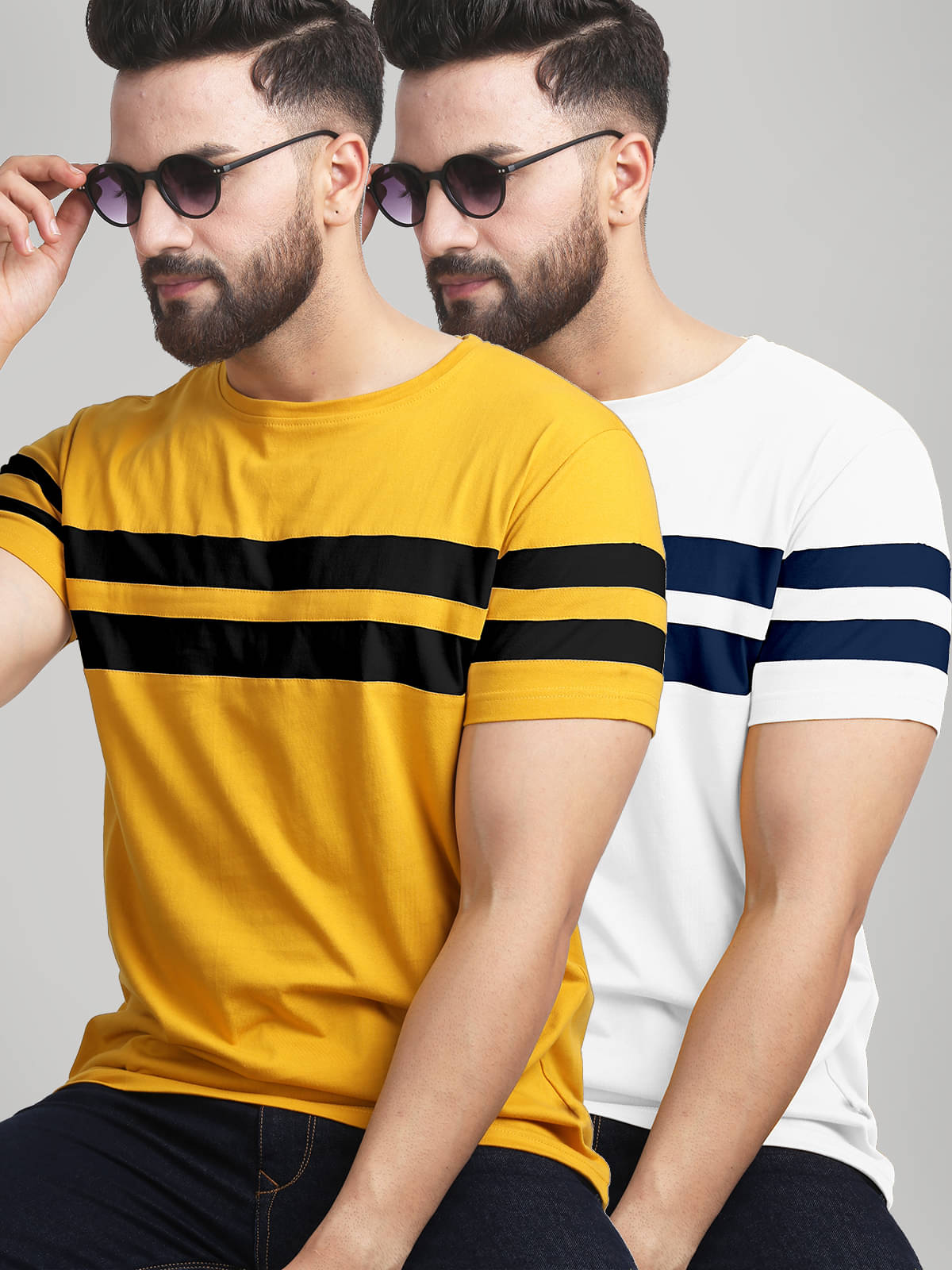     			AUSK Pack of 2 Cotton Blend Regular Fit Men's T-Shirt ( Mustard )