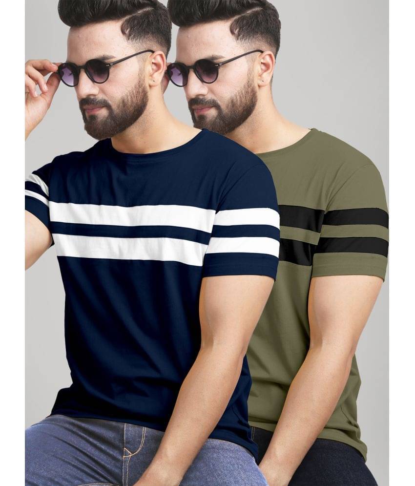     			AUSK Pack of 2 Cotton Blend Regular Fit Men's T-Shirt ( Olive )