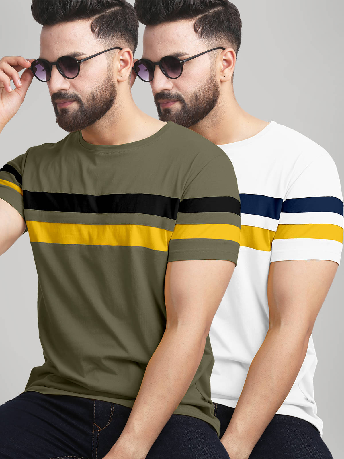 AUSK Pack of 2 Cotton Blend Regular Fit Men's T-Shirt ( White ) AUSK Pack of 2 Cotton Blend Regular Fit Men's T-Shirt ( White )