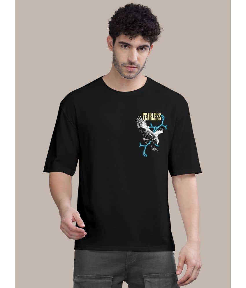 BULLMER Pack of 1 Cotton Blend Oversized Fit Men's T-Shirt ( Black )