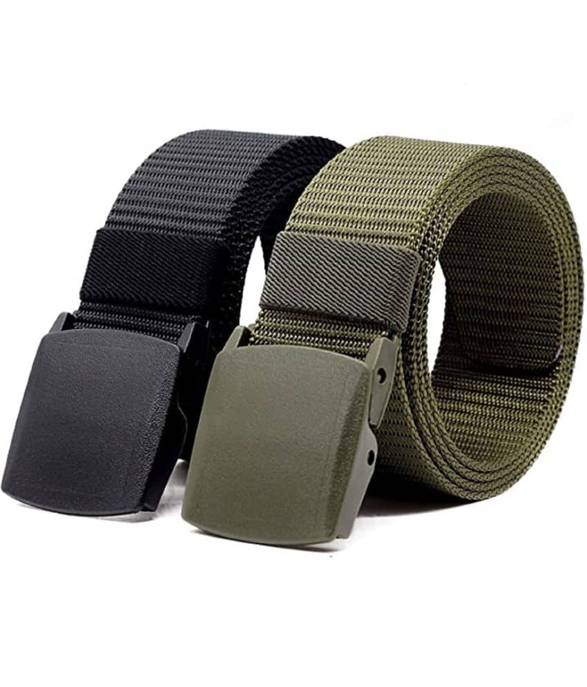 Esstain - Black Canvas Men's Casual Belt ( Pack of 2 )