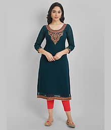 Femvy - Blue Georgette Women's Straight Kurti ( Pack of 1 )
