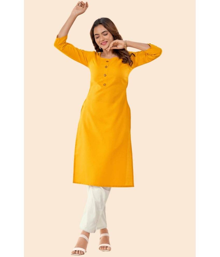     			Glomee - Yellow Cotton Women's Straight Kurti ( Pack of 1 )