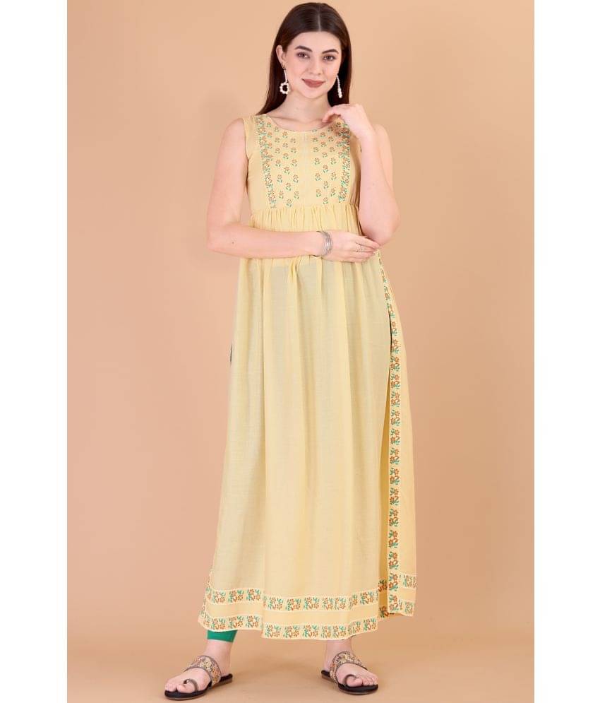 Glomee - Yellow Viscose Women's Nayra Kurti ( Pack of 1 ) Glomee - Yellow Viscose Women's Nayra Kurti ( Pack of 1 )