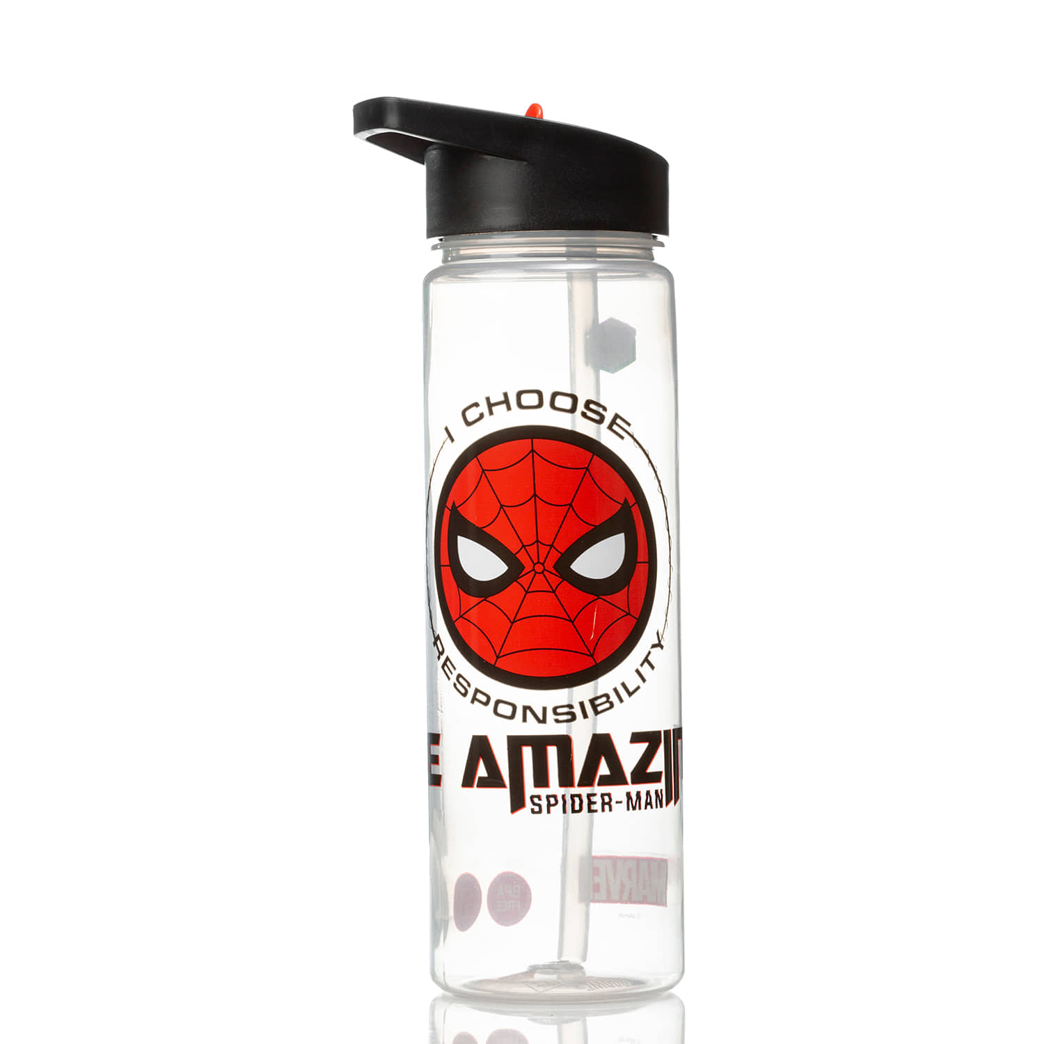 Gluman - Disney Spiderman Ninos Spout Transparent School Water Bottle 700 mL ( Set of 1 )