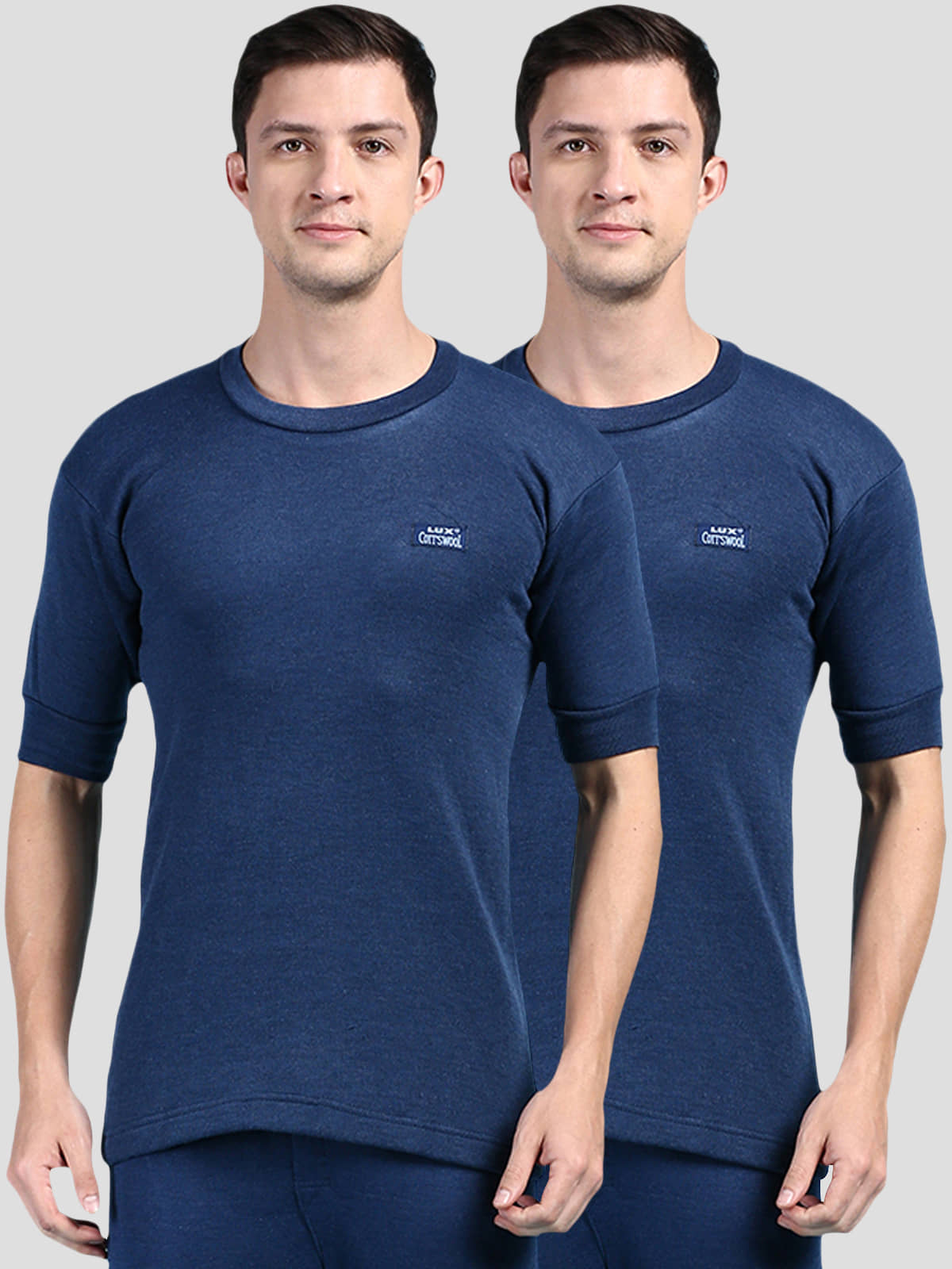Lux Cottswool Pack of 2 Cotton Blend Thermal Tops For Men's ( Blue )