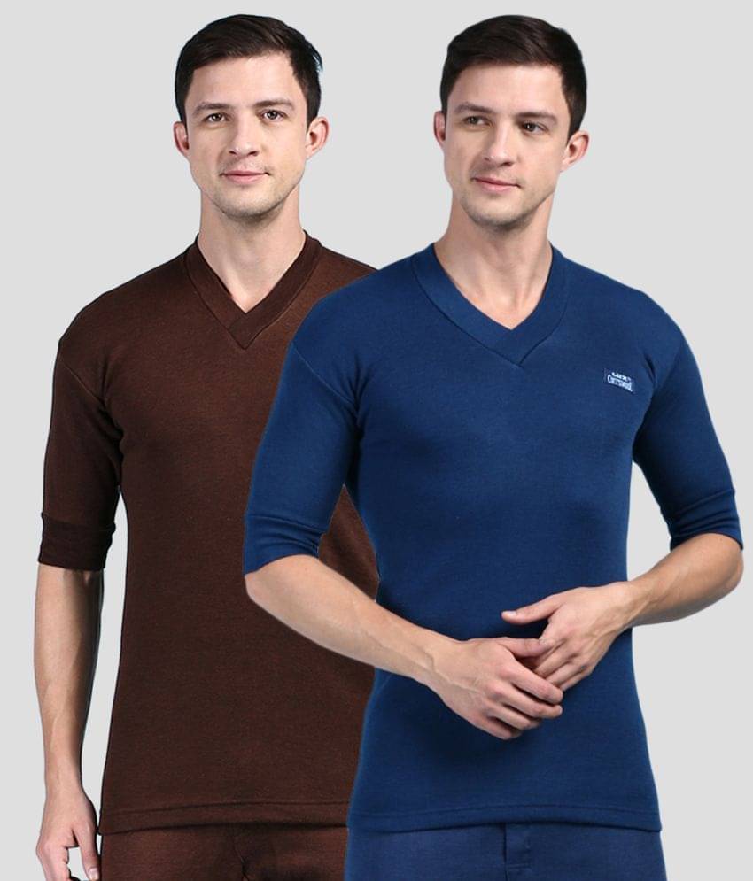 Lux Cottswool Pack of 2 Cotton Blend Thermal Tops For Men's ( Blue ) Lux Cottswool Pack of 2 Cotton Blend Thermal Tops For Men's ( Blue )
