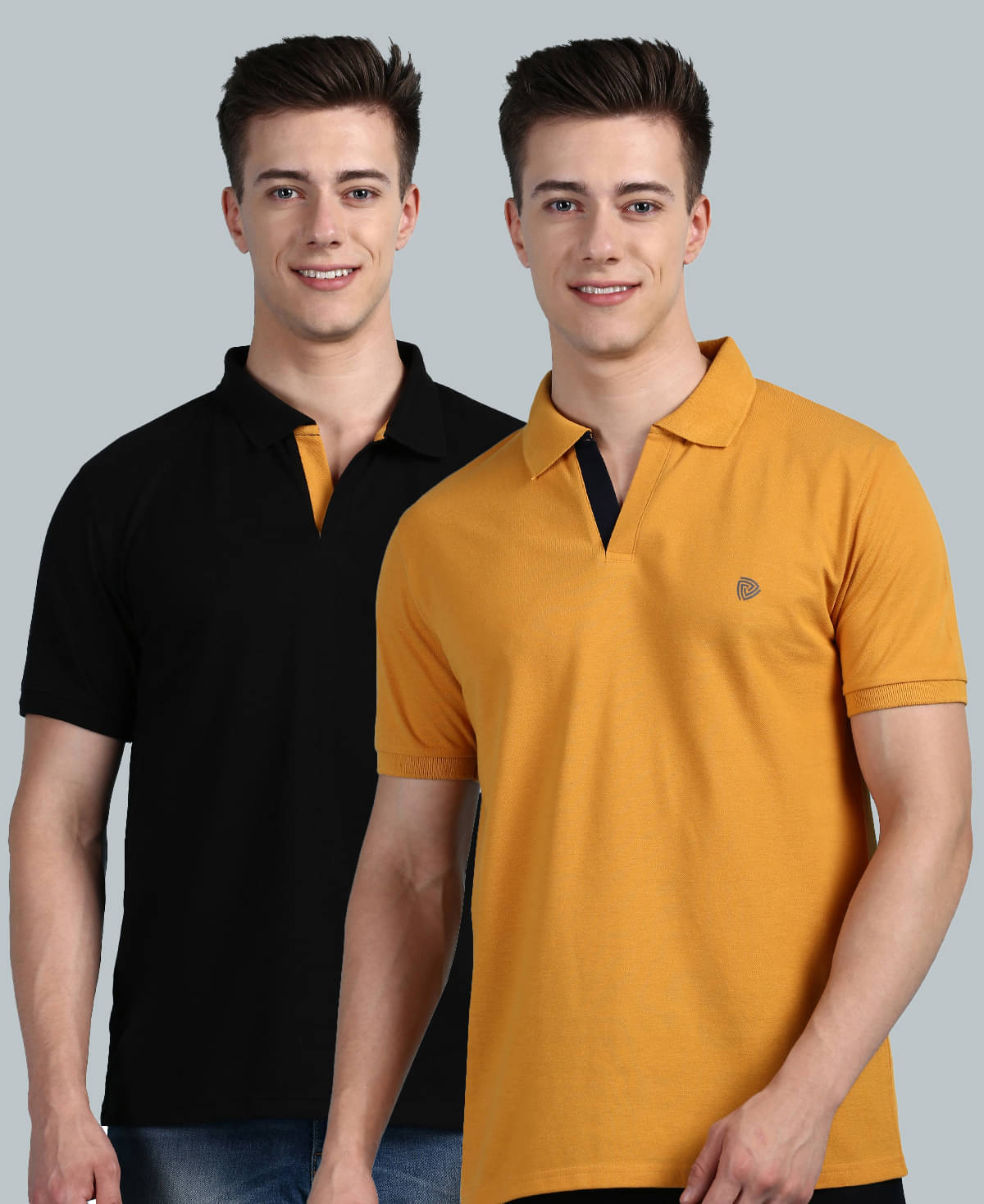     			Lux Cozi Cotton Regular Fit Solid Half Sleeves Men's Polo T Shirt - Mustard ( Pack of 2 )