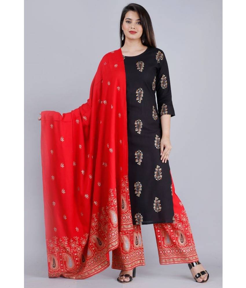     			MAUKA - Black Straight Rayon Women's Stitched Salwar Suit ( Pack of 1 )