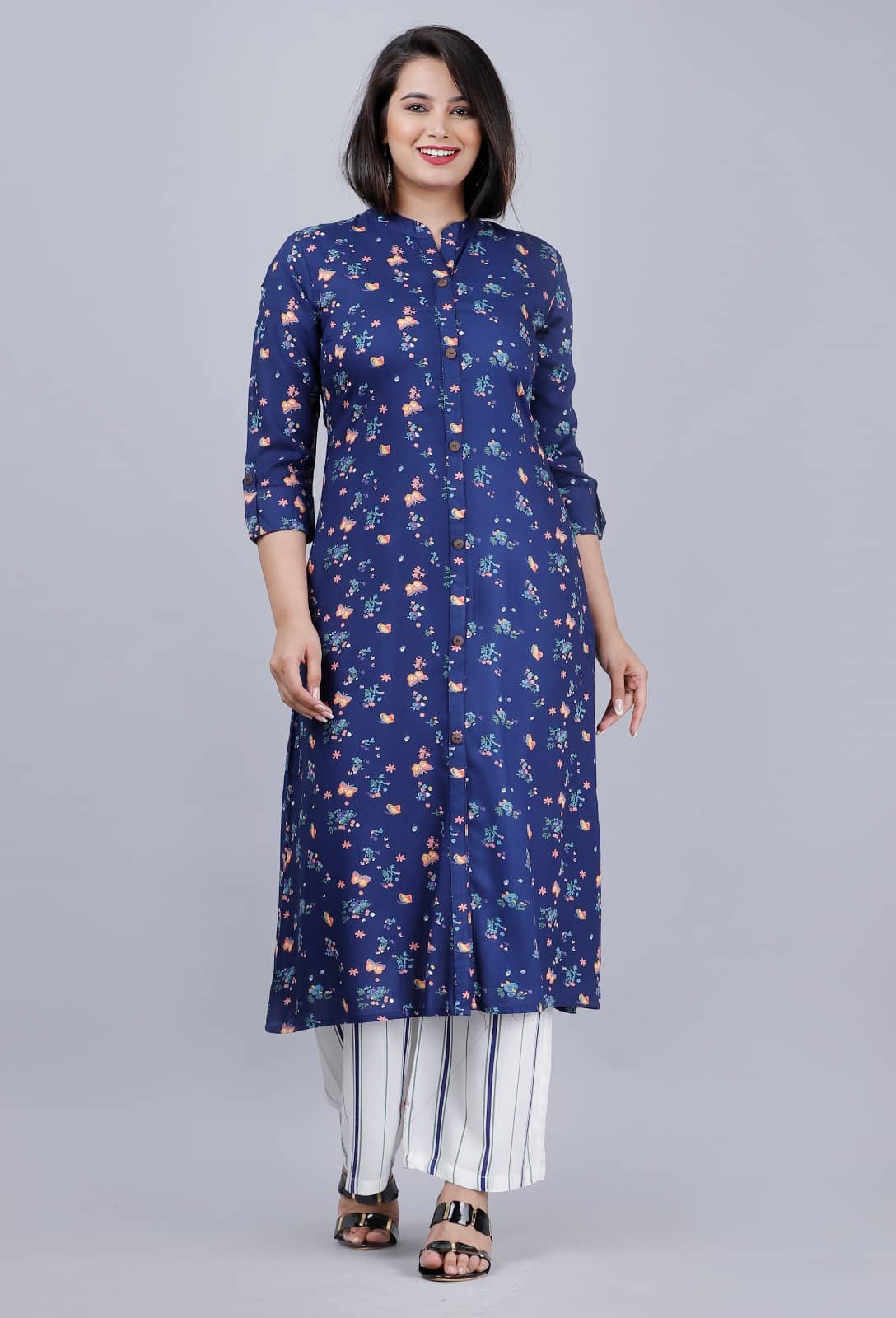 MAUKA - Blue A-line Rayon Women's Stitched Salwar Suit ( Pack of 1 )