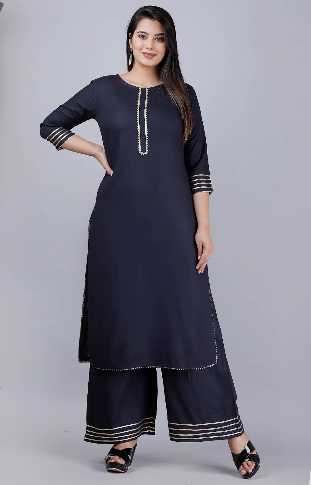 MAUKA - Blue Straight Rayon Women's Stitched Salwar Suit ( Pack of 1 )