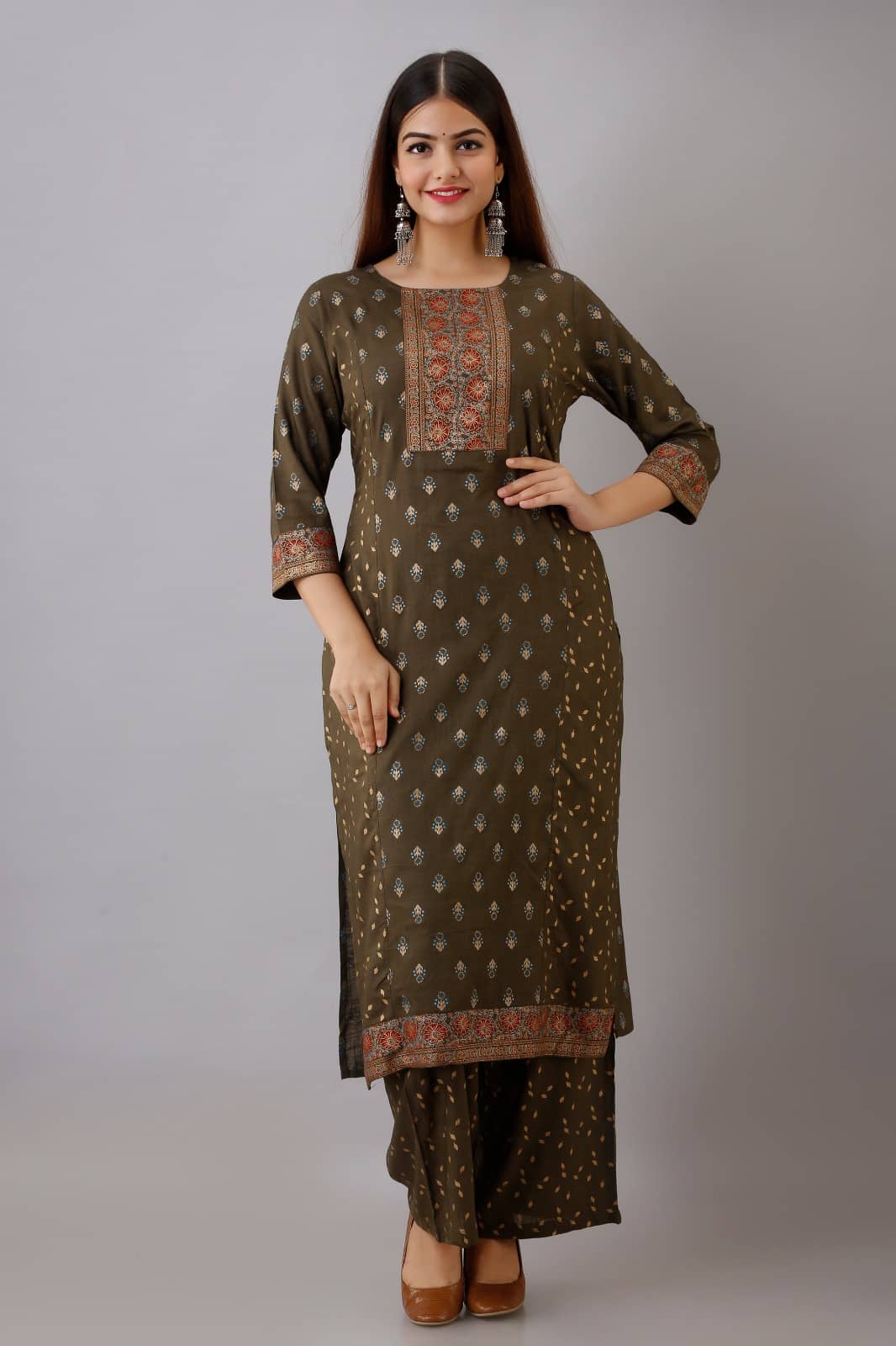 MAUKA - Green Straight Rayon Women's Stitched Salwar Suit ( Pack of 1 )
